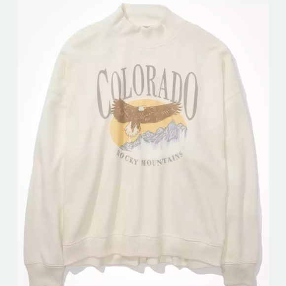 American Eagle Outfitters Tops - SOLD ON DEPOP American Eagle Colorado Sweatshirt (cream/beige, size small)